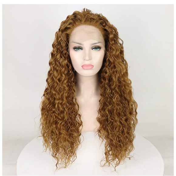Honey BlondeLong Curly Lace Front Wigs main image 5